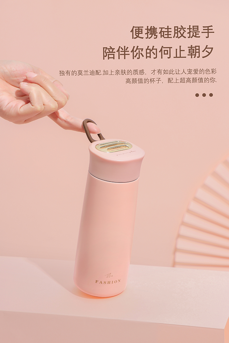 350ml简约纯色小时光保温杯304不锈钢男女士商务水杯