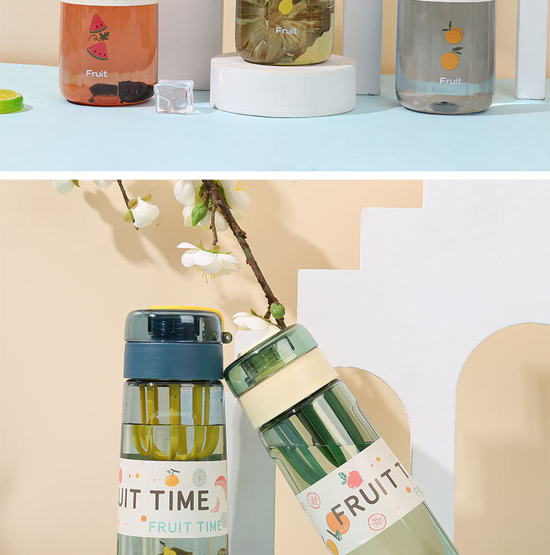 500ml波比水果太空塑料杯隐藏式提绳时尚运动水杯