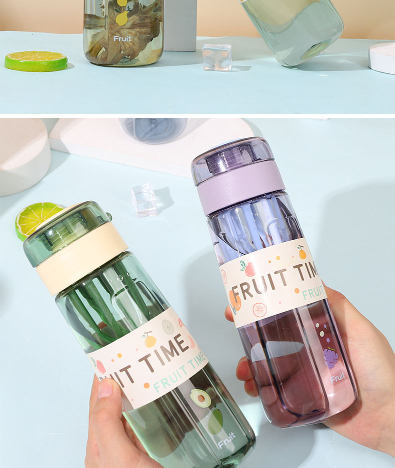 500ml波比水果太空塑料杯隐藏式提绳时尚运动水杯