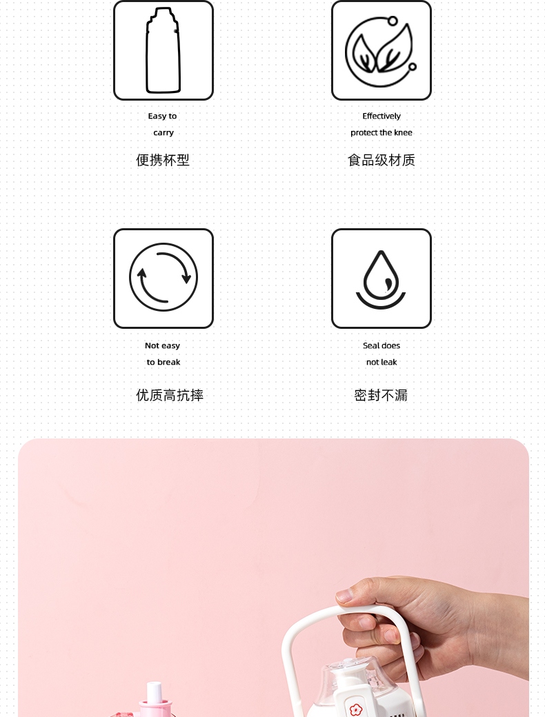 1.2L（Tritan）道奇胖嘟嘟背带吸管塑料杯户外便携杯子