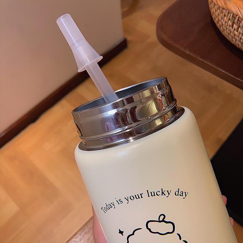 880ML幸运动物畅饮保温壶卡通可爱大容量吸管保温杯