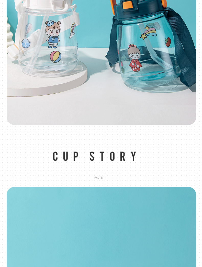 1100ML大容量双饮大肚提手塑料杯带吸管户外运动杯子