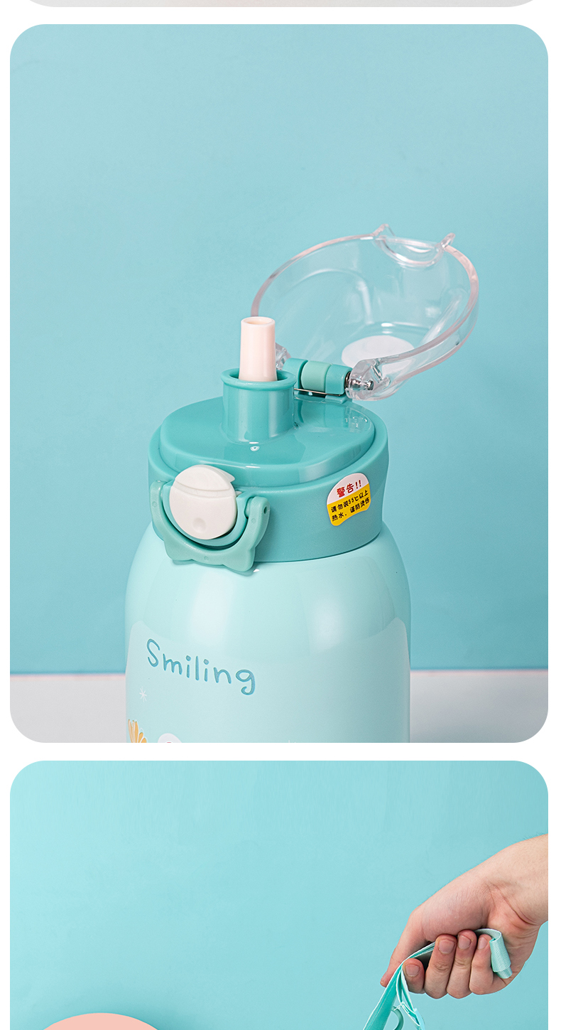 500ML小萌兔精灵直饮保温杯304不锈钢单盖儿童吸管杯