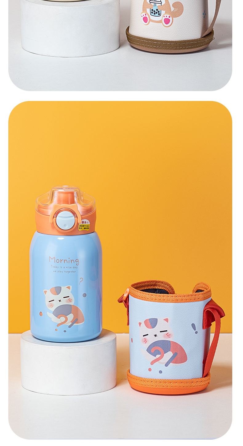 500ML小萌兔精灵直饮保温杯304不锈钢单盖儿童吸管杯