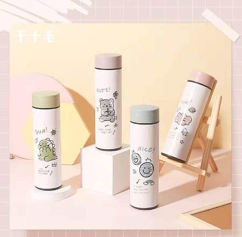 450ML卡通涂鸦小物商务保温杯学生简约可爱少女心杯子
