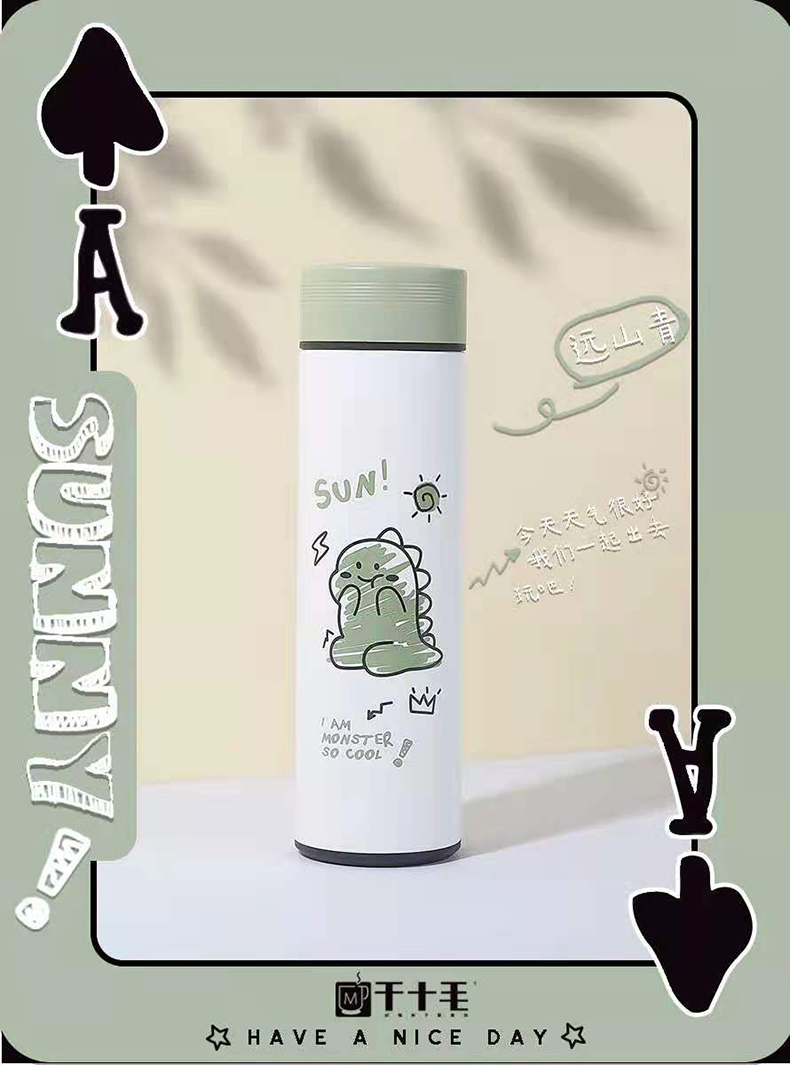 450ML卡通涂鸦小物商务保温杯学生简约可爱少女心杯子