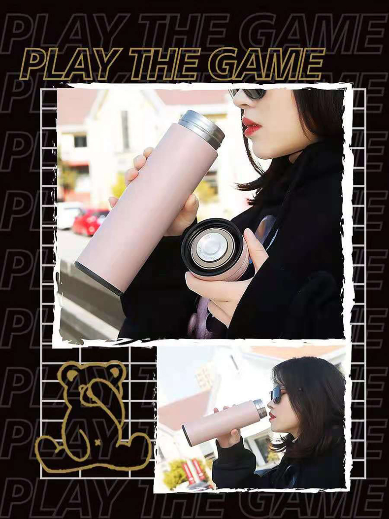 450ML潮流合伙熊商务保温杯潮流男女生简约便携水杯