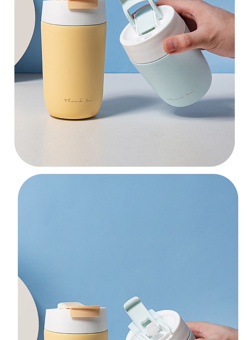 360ml时尚双饮保温杯304不锈钢男女士商务办公水杯