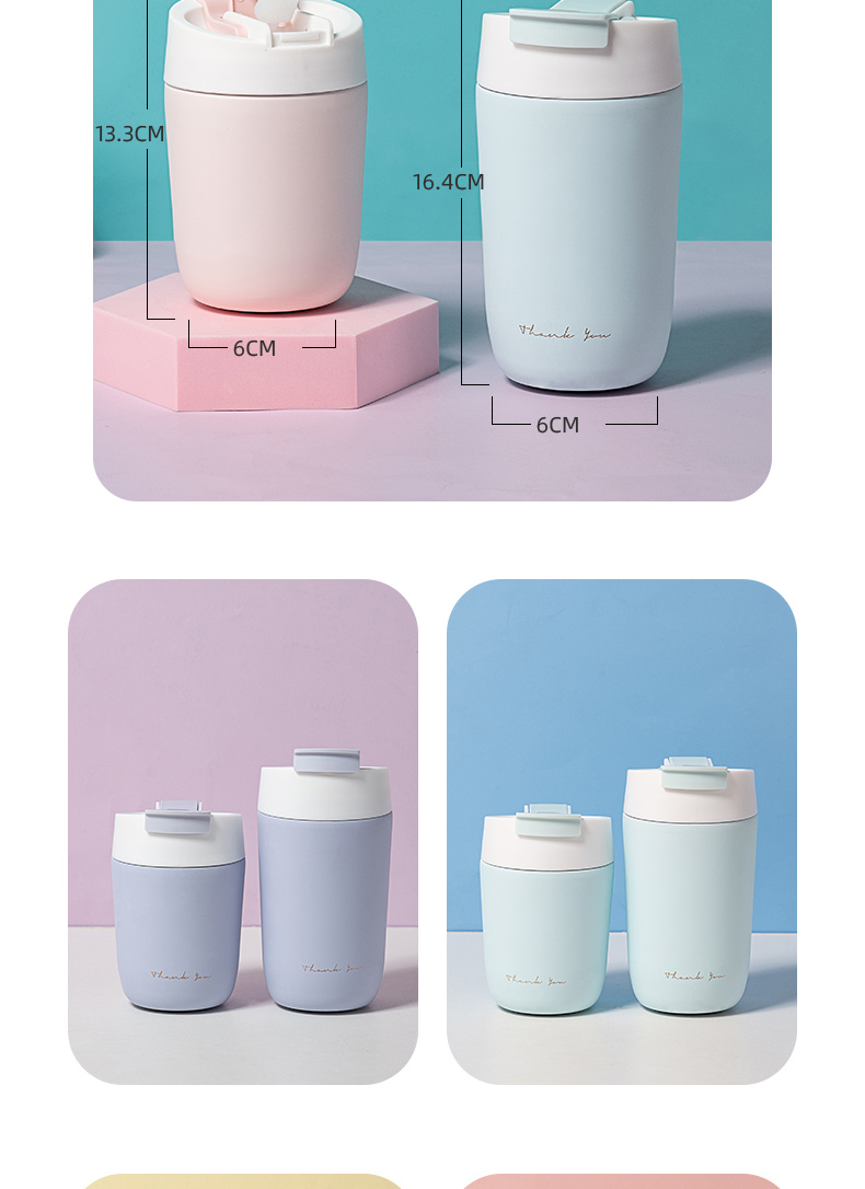 360ml时尚双饮保温杯304不锈钢男女士商务办公水杯