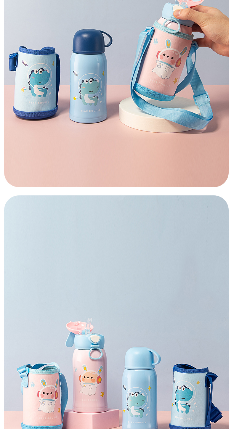 500ML太空历险儿童保温杯304不锈钢小学生一杯两盖水壶