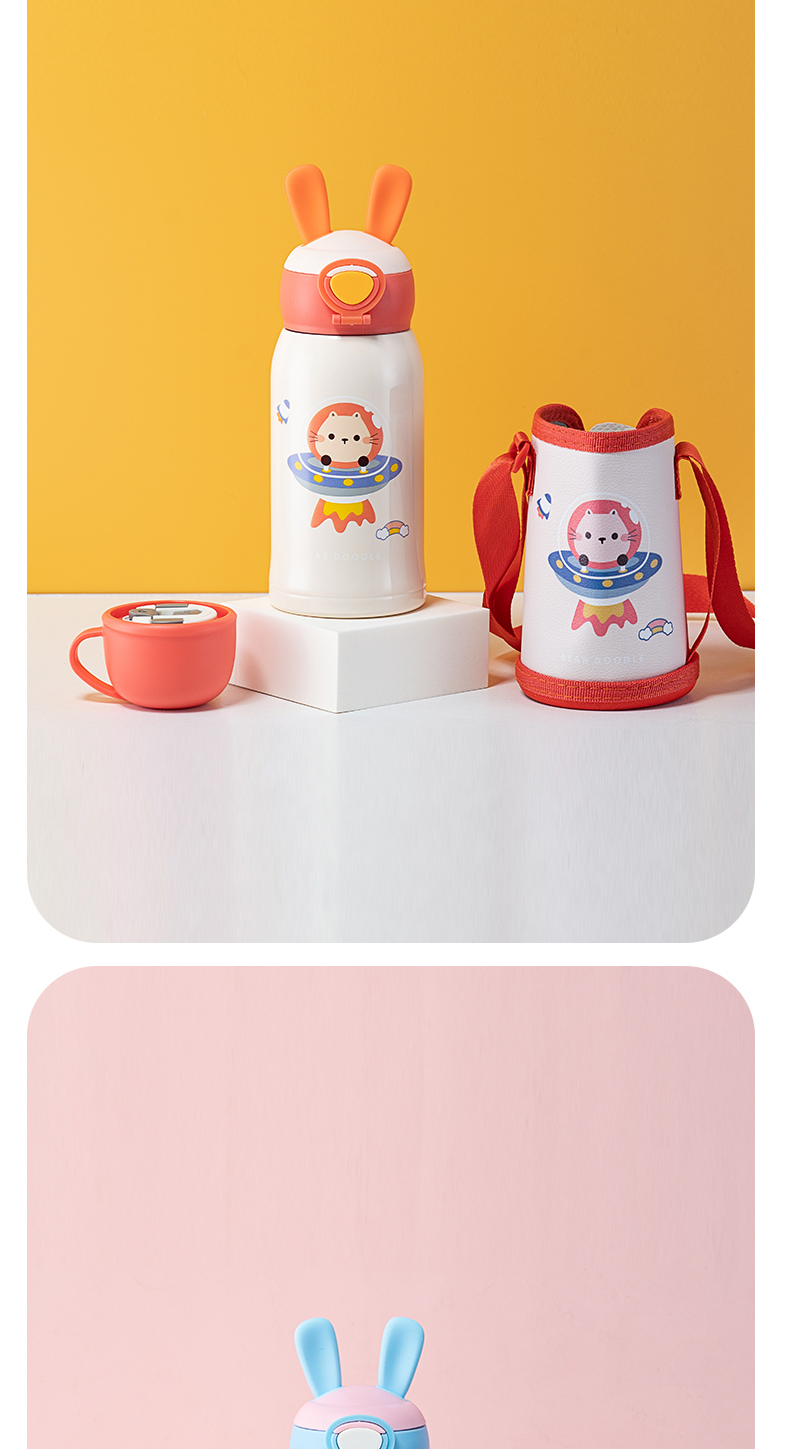 500ML太空历险儿童保温杯304不锈钢小学生一杯两盖水壶