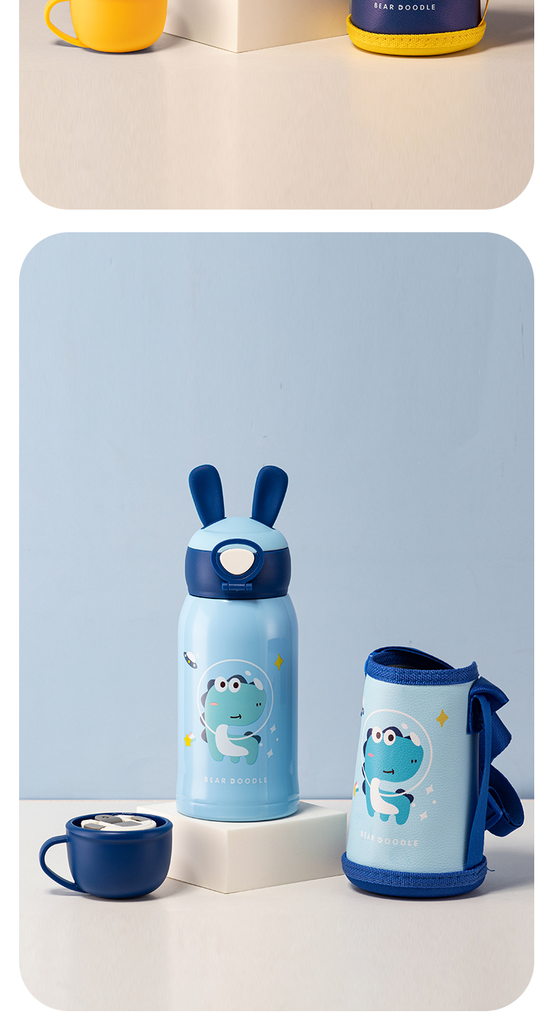 500ML太空历险儿童保温杯304不锈钢小学生一杯两盖水壶