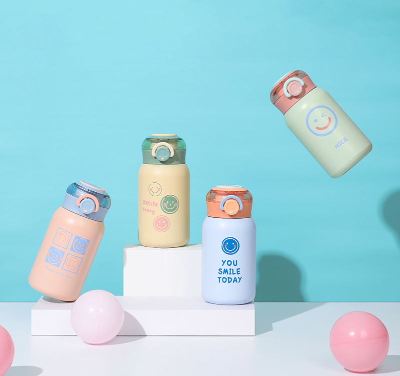220ML英文笑脸系列保温杯304不锈钢学生情侣水杯子
