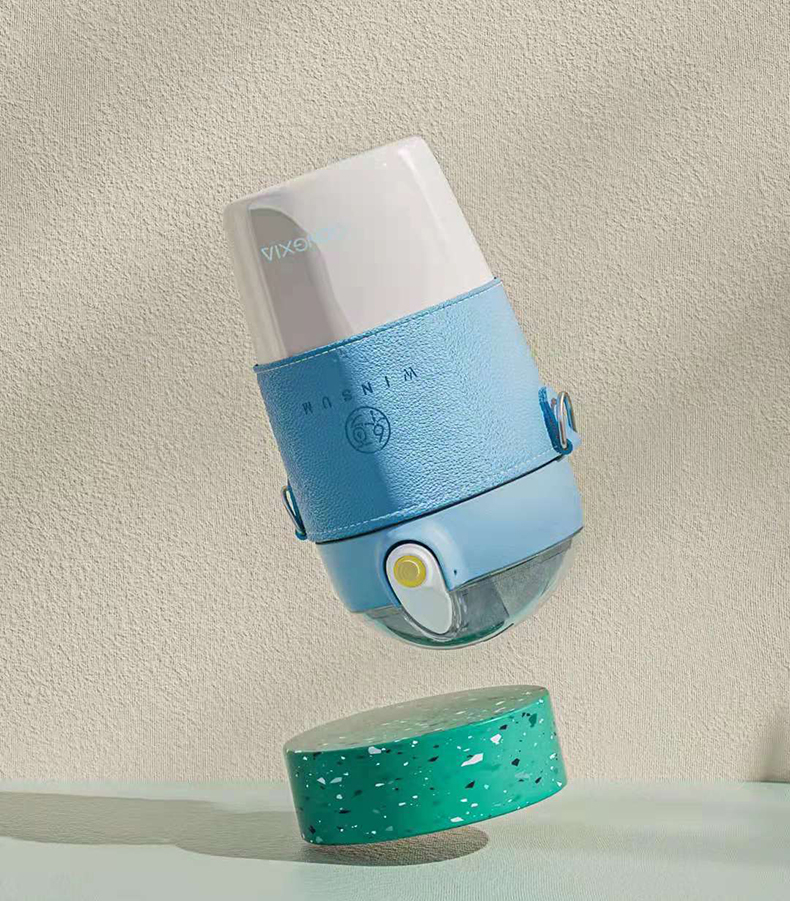 380ML潮麦吸管保温杯小清新个性潮流弹盖背带水杯