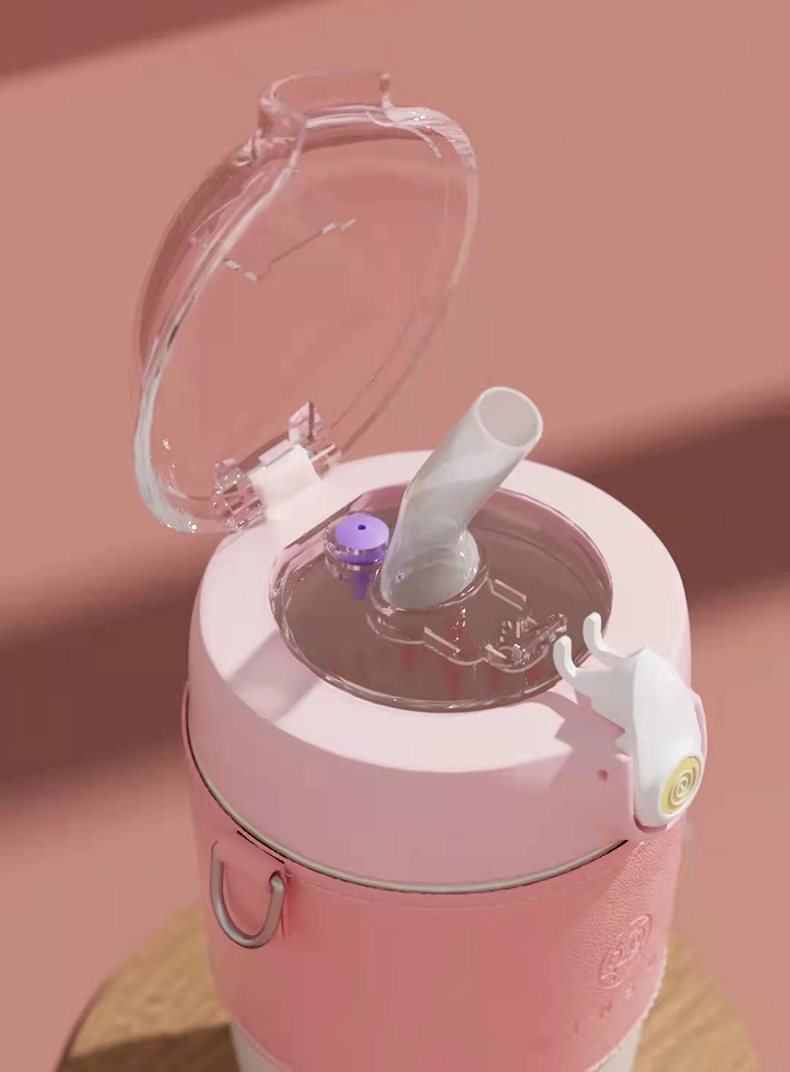 380ML潮麦吸管保温杯小清新个性潮流弹盖背带水杯