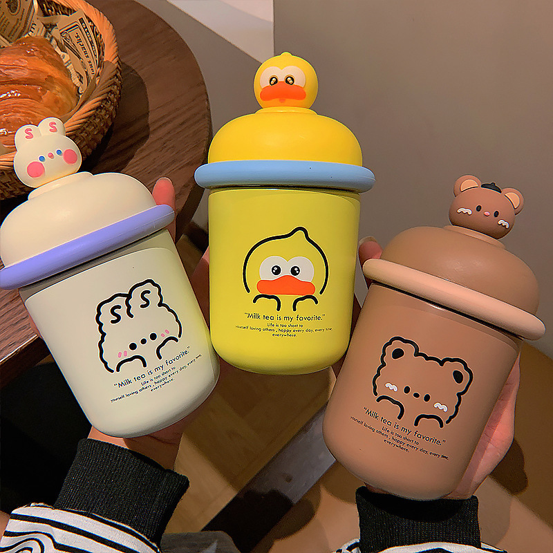350ML动物联盟公仔保温杯小清新可爱卡通水杯（背带）