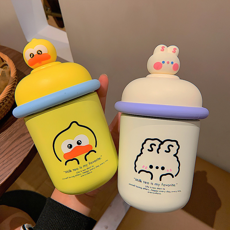 350ML动物联盟公仔保温杯小清新可爱卡通水杯（背带）