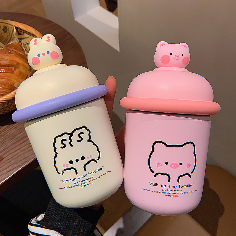 350ML动物联盟公仔保温杯小清新可爱卡通水杯（背带）