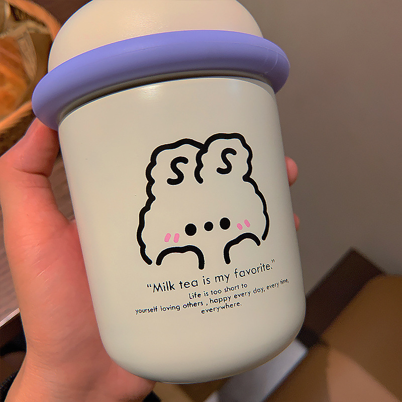 350ML动物联盟公仔保温杯小清新可爱卡通水杯（背带）