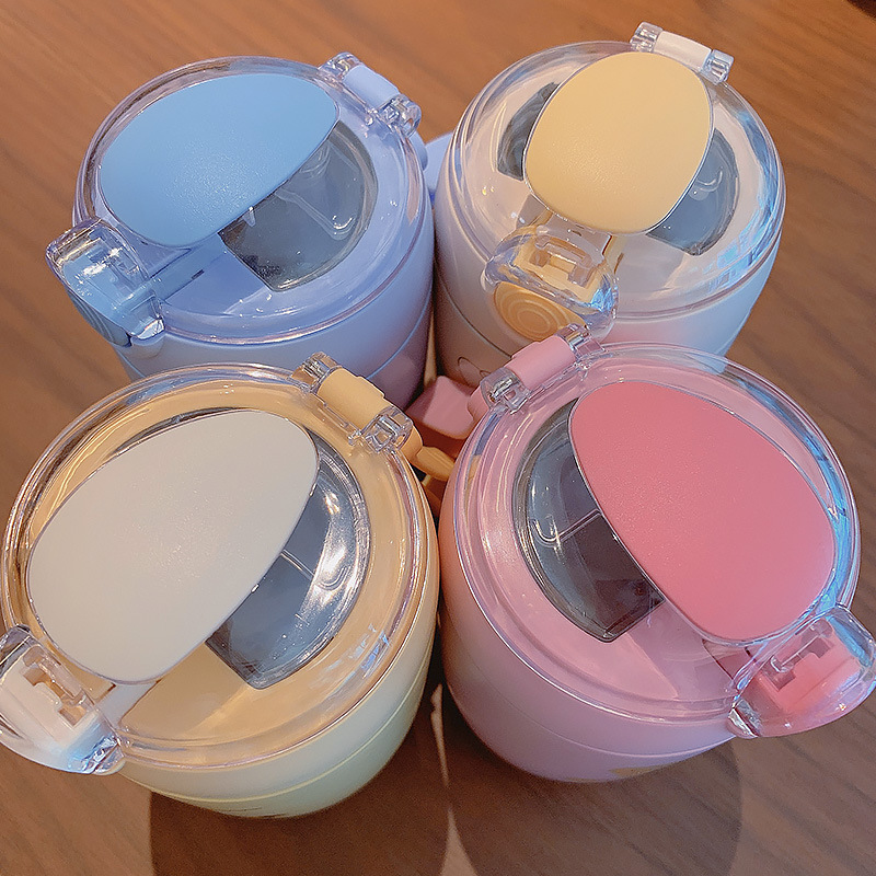 300ML可爱小熊系列保温杯便携随手弹盖式吸管学生杯