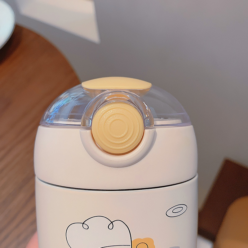 300ML可爱小熊系列保温杯便携随手弹盖式吸管学生杯