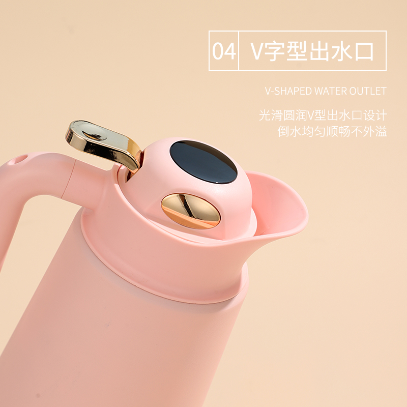 900ML轻奢款欧式咖啡壶大容量显温带手柄保温壶