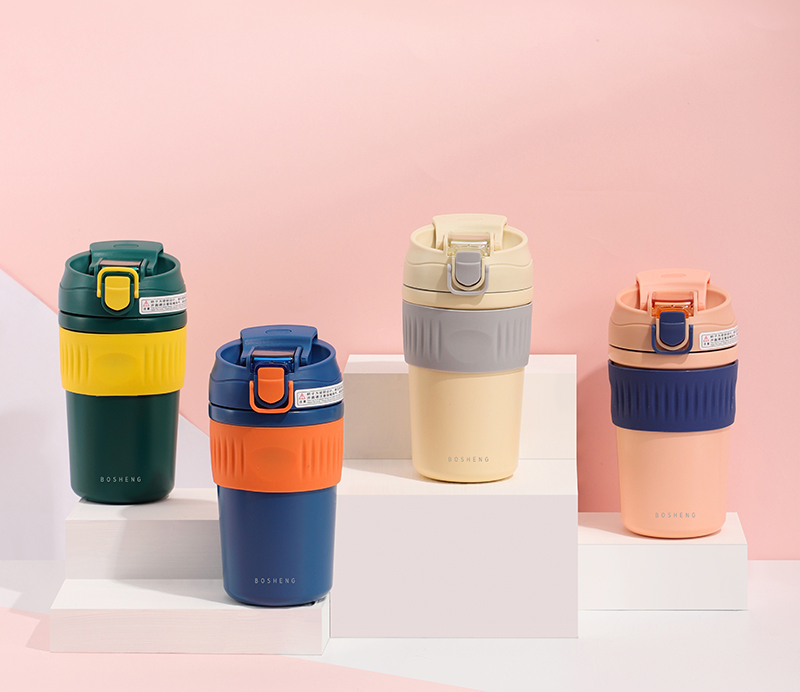 480ML北欧风双饮口咖啡杯304不锈钢男女士商务保温杯