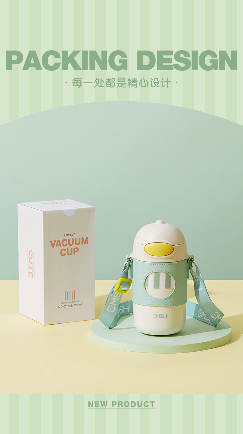 320ML316不锈钢萌趣背带保温杯弹跳盖儿童杯（贴纸）