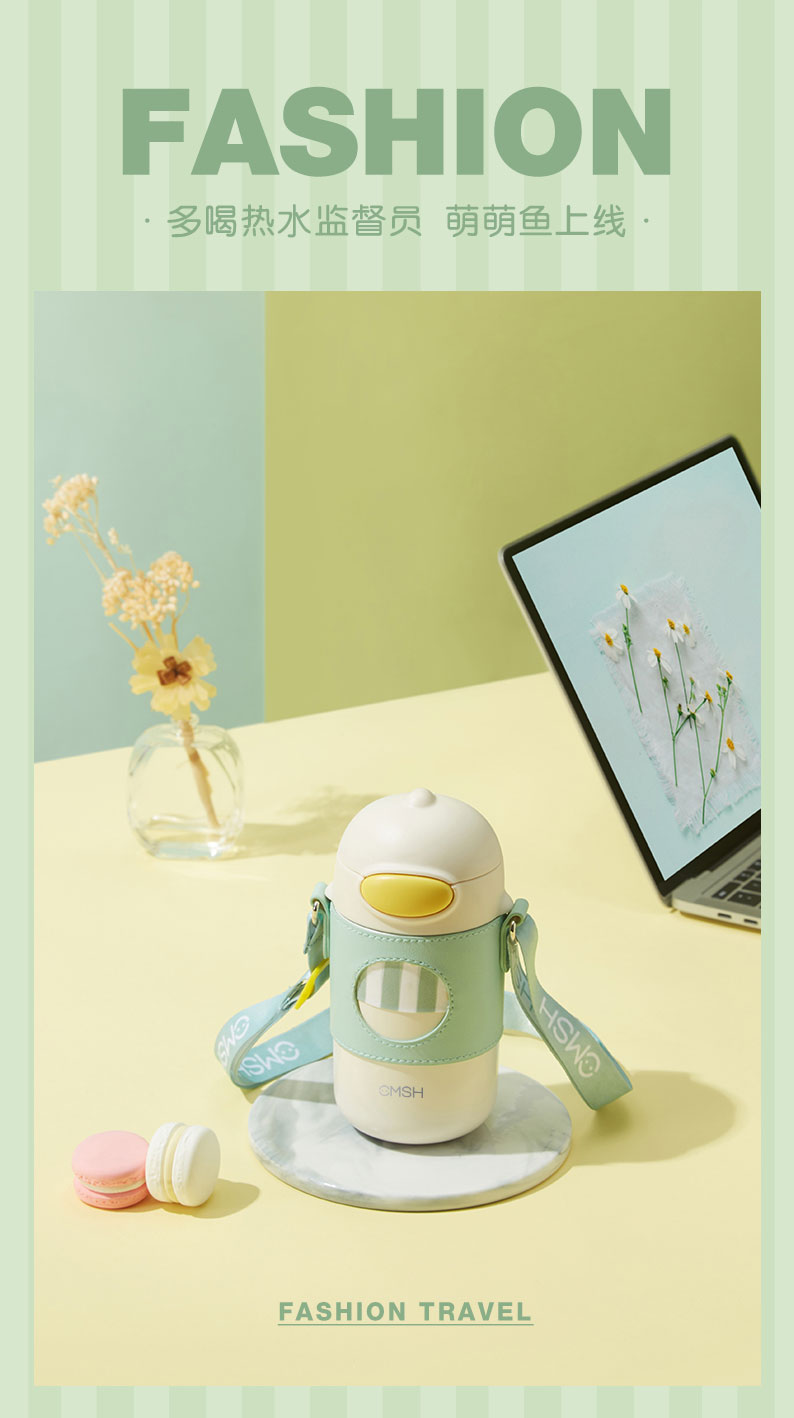 320ML316不锈钢萌趣背带保温杯弹跳盖儿童杯（贴纸）