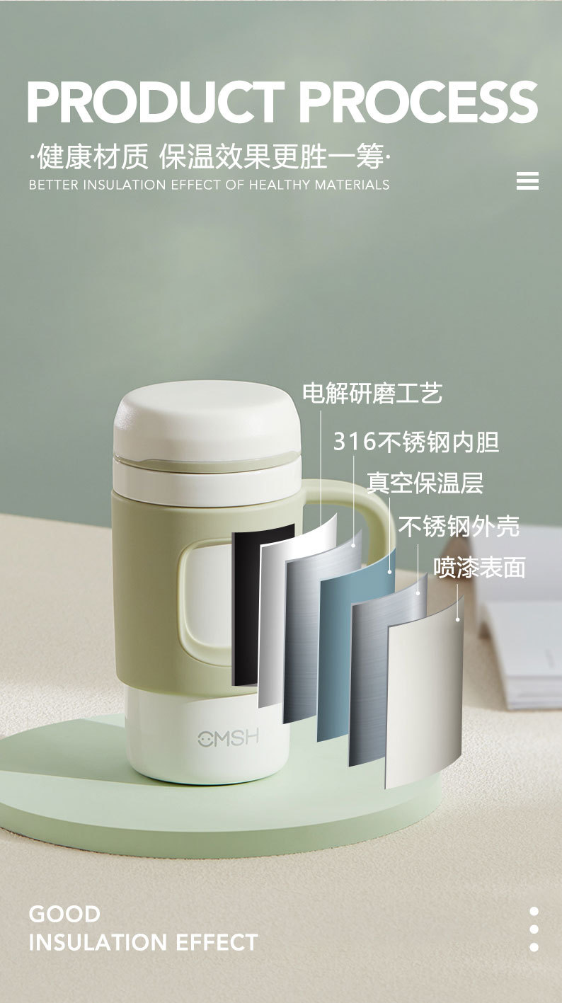 420ML简约316不锈钢轻奢手柄保温杯咖啡杯车载水杯