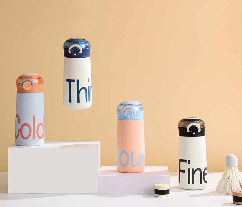 300ML英文撞色款汉慕思保温杯304不锈钢清新弹盖水杯