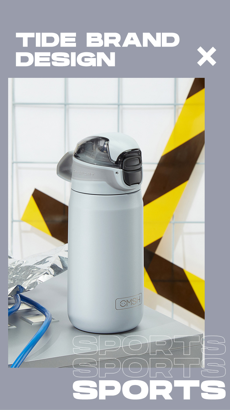 410ML潮牌运动提手保温杯创意弹跳盖车载健身水杯