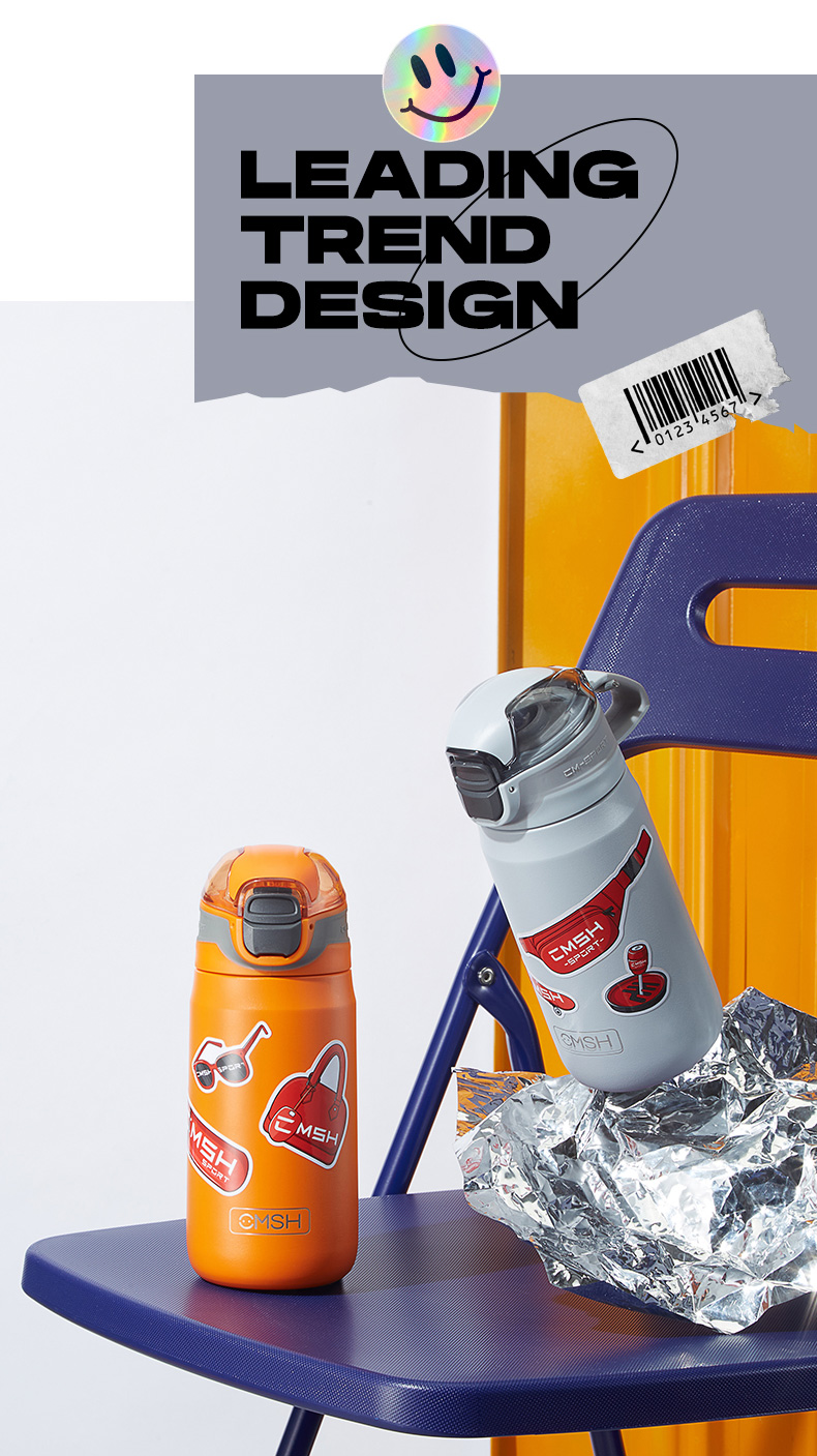 410ML潮牌运动提手保温杯创意弹跳盖车载健身水杯