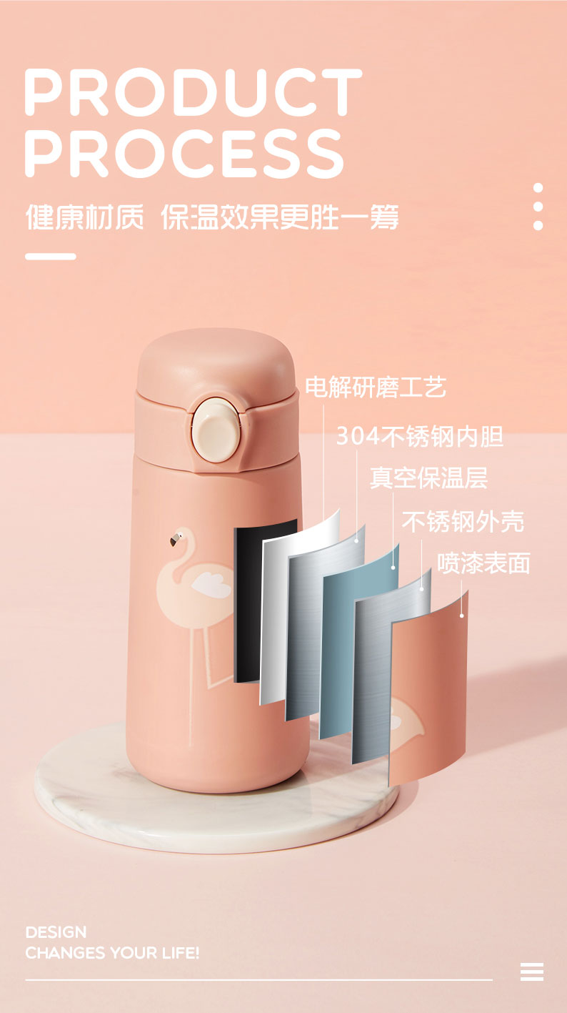 420ML萌宠动物弹盖保温杯时尚不锈钢杯学生运动水杯