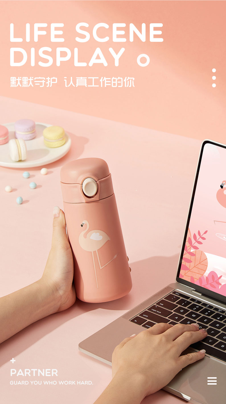 420ML萌宠动物弹盖保温杯时尚不锈钢杯学生运动水杯