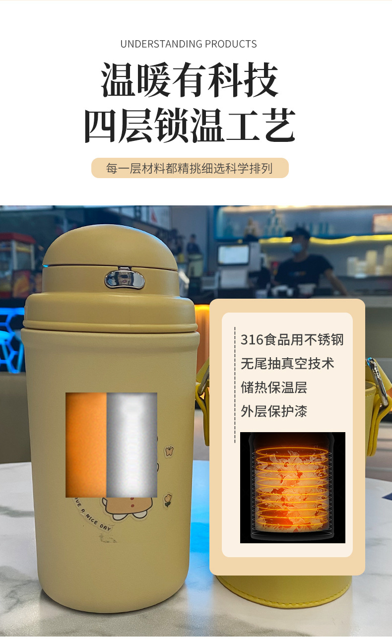 580ML卡通316不锈钢韩系可爱弹跳盖高颜值保温杯