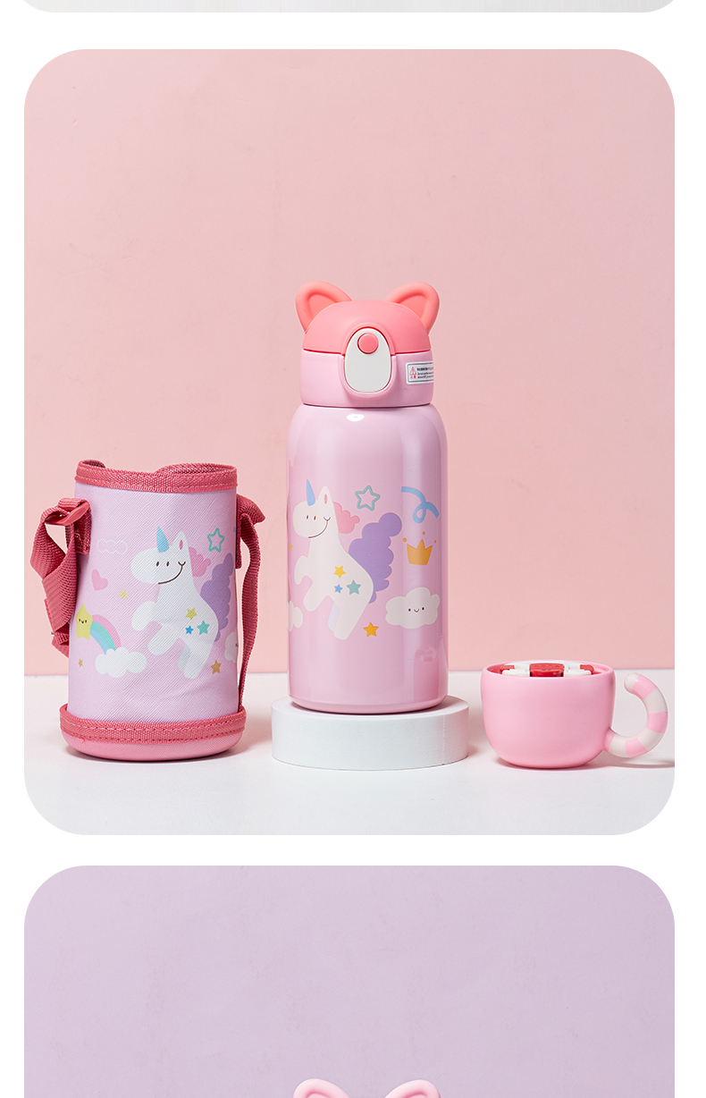 530ML卡通涂鸦乐园儿童壶304不锈钢一杯两盖保温杯