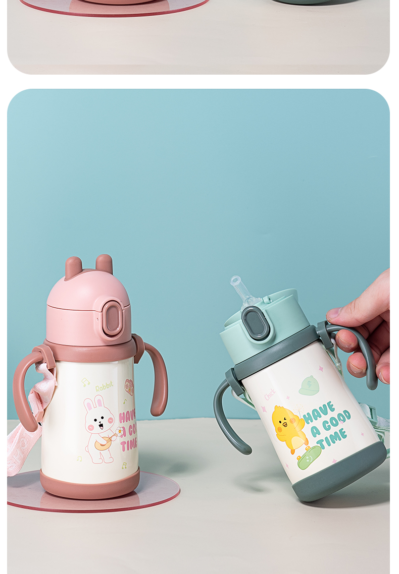 390ML尚泰弹盖萌宠手柄保温杯316不锈钢儿童水杯