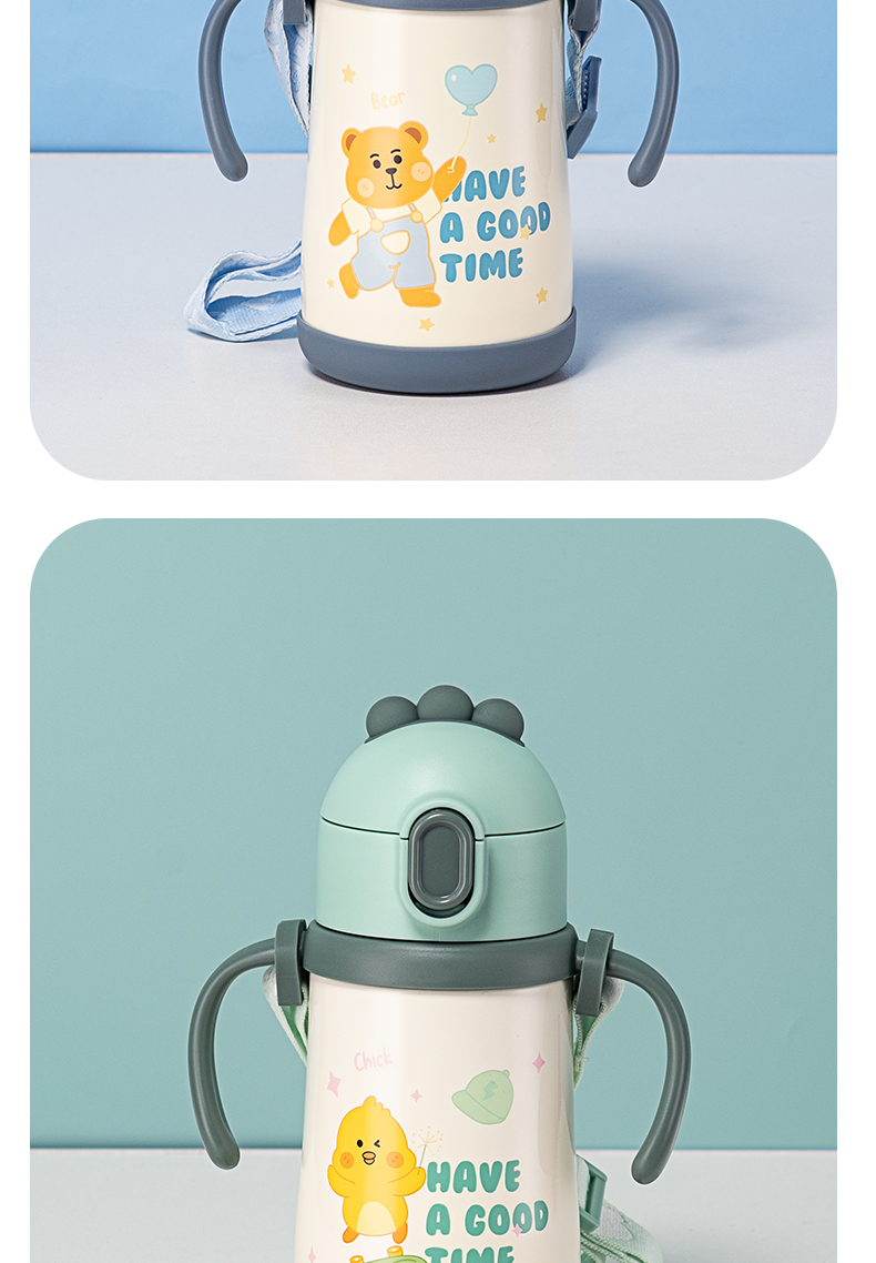 390ML尚泰弹盖萌宠手柄保温杯316不锈钢儿童水杯