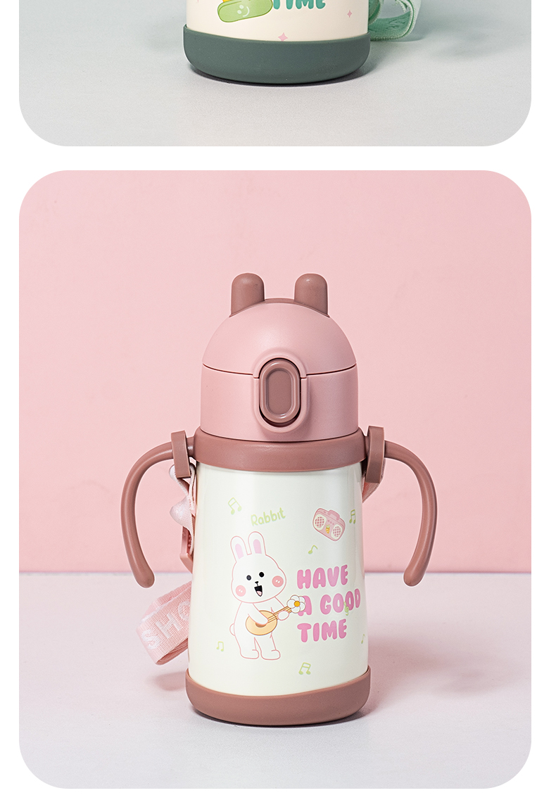 390ML尚泰弹盖萌宠手柄保温杯316不锈钢儿童水杯