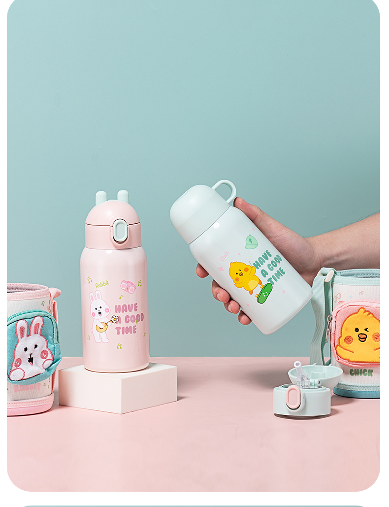 550ML一壶双盖萌宠儿童保温杯316不锈钢小学生水杯