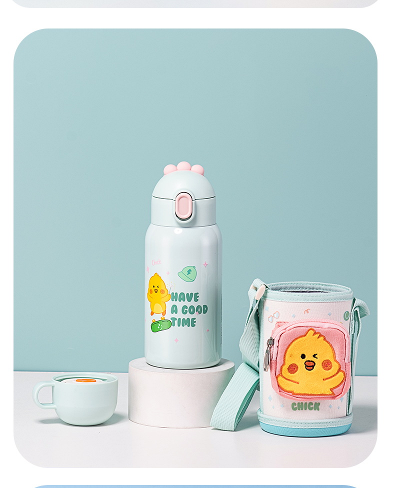 550ML一壶双盖萌宠儿童保温杯316不锈钢小学生水杯
