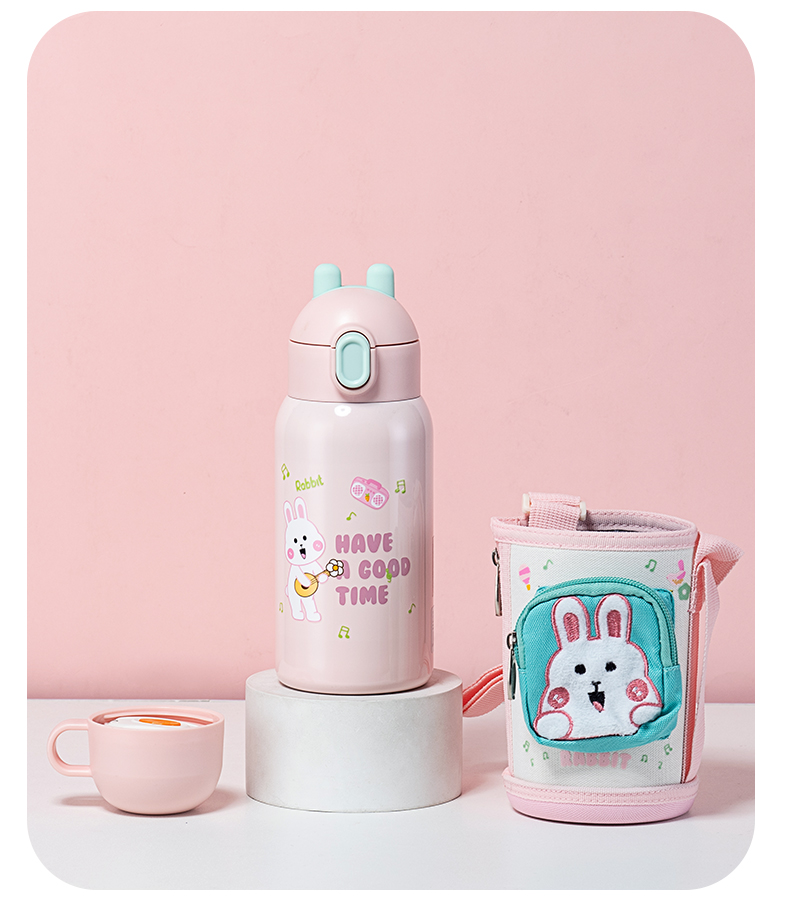 550ML一壶双盖萌宠儿童保温杯316不锈钢小学生水杯