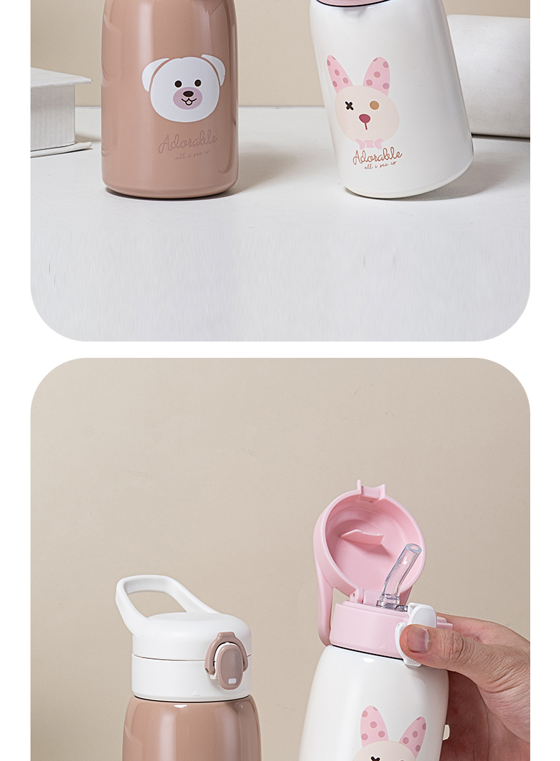 400ML卡通系列手提大肚保温杯304不锈钢弹跳盖吸管杯