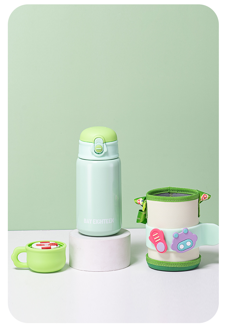 500ML卡通小飞船皮套儿童保温杯304不锈钢吸管杯