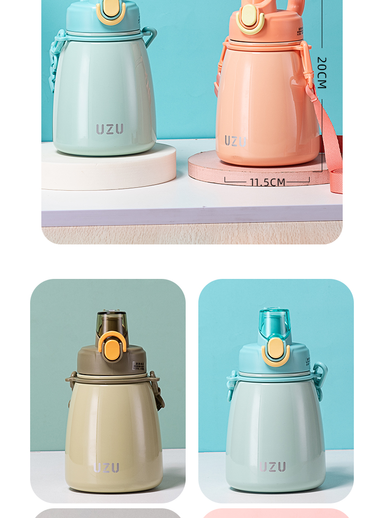 880MLUZU胖嘟嘟保温杯大容量户外运动便携大水壶