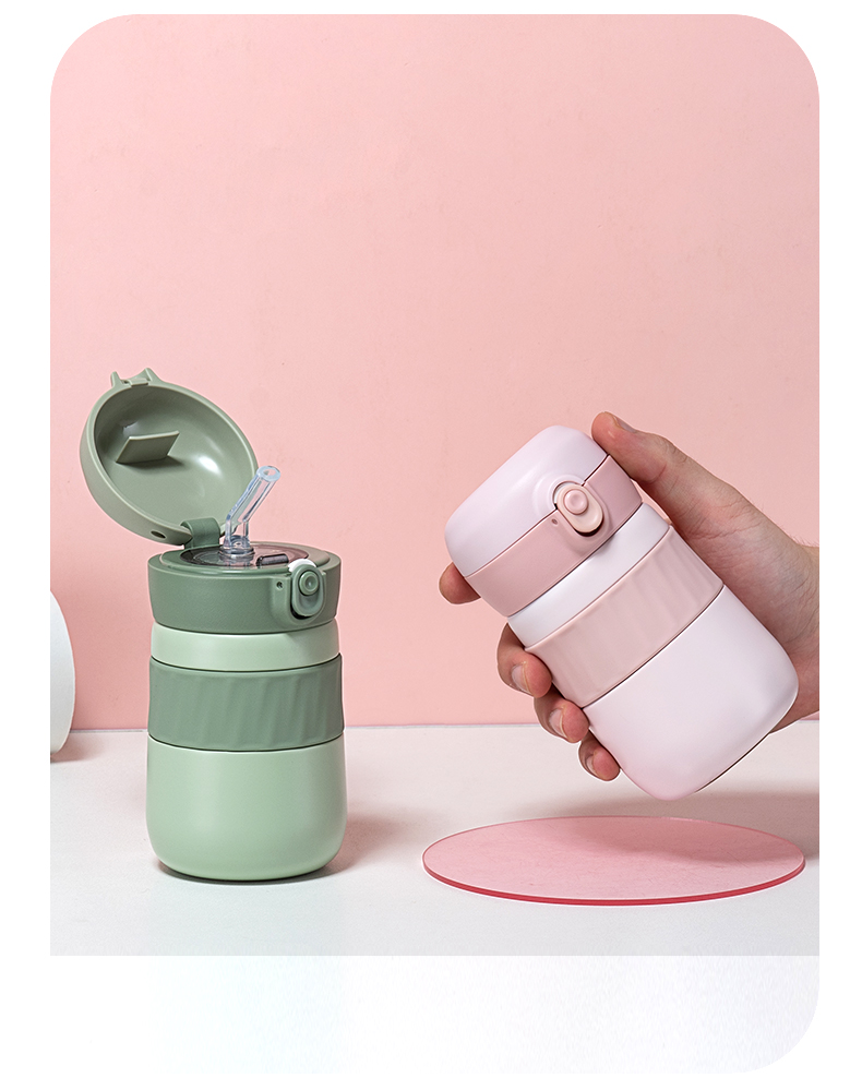 320ML简约纯色吸管保温杯316不锈钢男女士商务水杯