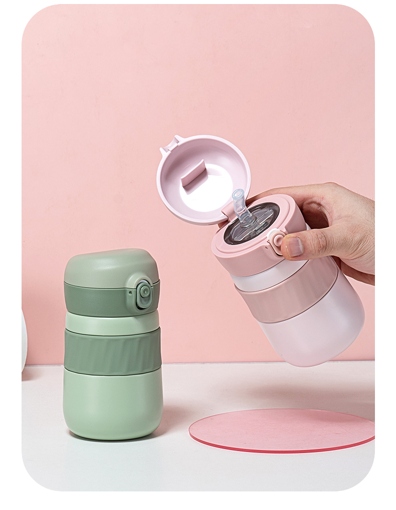 320ML简约纯色吸管保温杯316不锈钢男女士商务水杯