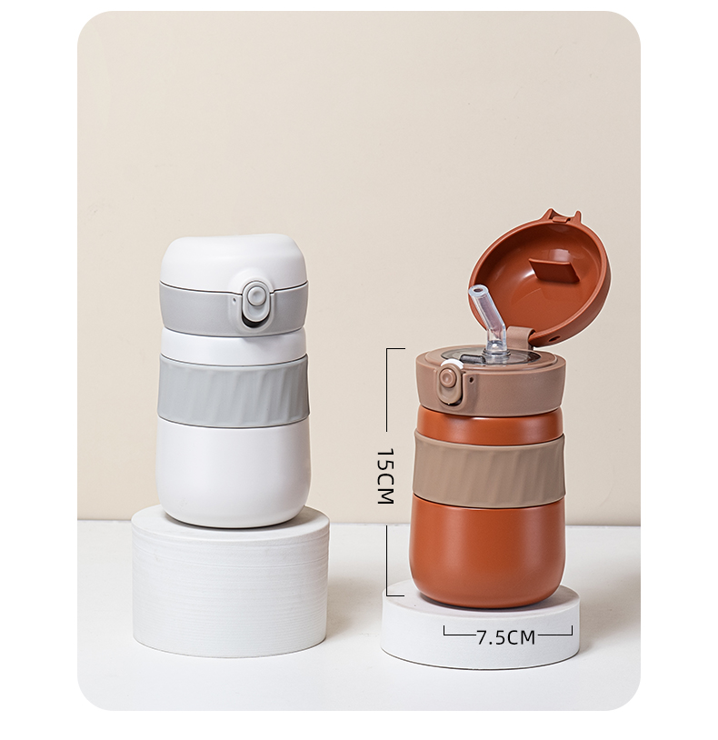 320ML简约纯色吸管保温杯316不锈钢男女士商务水杯