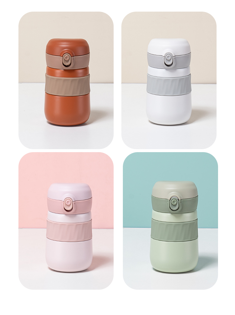 320ML简约纯色吸管保温杯316不锈钢男女士商务水杯